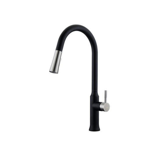 MAX FAUCETS  Pull-Out Kitchen Faucet High-Arc Single Handle 18.5" Matte Black, Brushed Nickel Finish