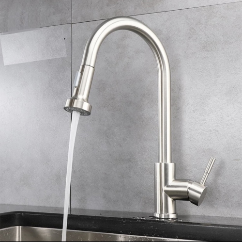 MAX FAUCETS  Pull-Out Single Handle Kitchen Faucet 16" Brushed Nickel Finish