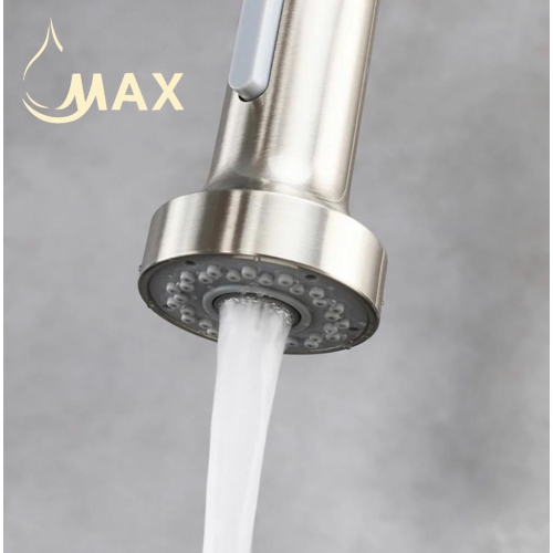 MAX Faucets Pull-Out Single Handle Kitchen Faucet 16" Brushed Nickel Finish