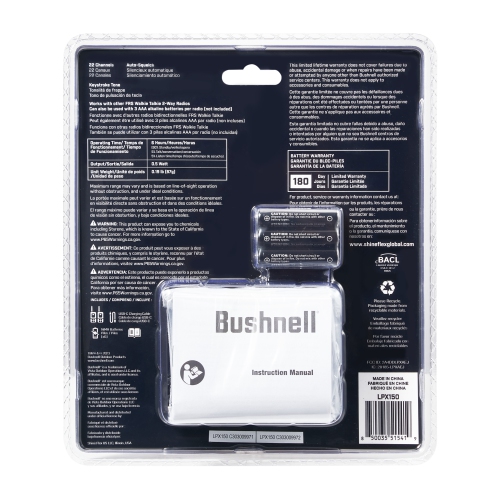 Radios bidirectionnelles Adventure 32&nbsp;km de Bushnell - Ensemble de 2 émetteurs-récepteurs portatifs rechargeables longue portée FRS 0,5 watts |