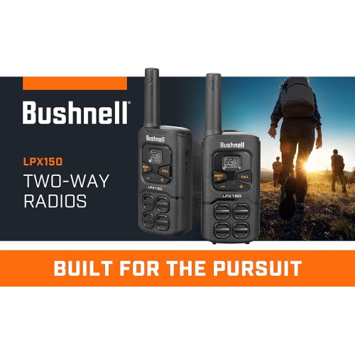 Radios bidirectionnelles Adventure 32&nbsp;km de Bushnell - Ensemble de 2 émetteurs-récepteurs portatifs rechargeables longue portée FRS 0,5 watts |