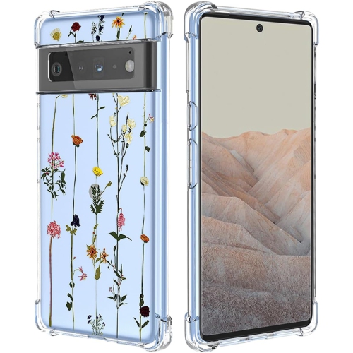 Phone Case for Pixel 6 Pro Case Google 6 Pro G8VOU Case Clear Case with Flower Garden Patterns Protective