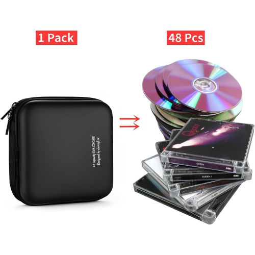 Étui pour DVD, capacité de 48/boîte pour CD rangement rangement  organisateur protecteur portatif pour DVD porte-portefeuille pour voiture  (48
