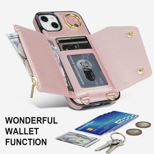 iPhone 14 Crossbody Case Lanyard Case with Card Holder, iPhone 14 Case Wallet for Women with Strap Lanyard Ring