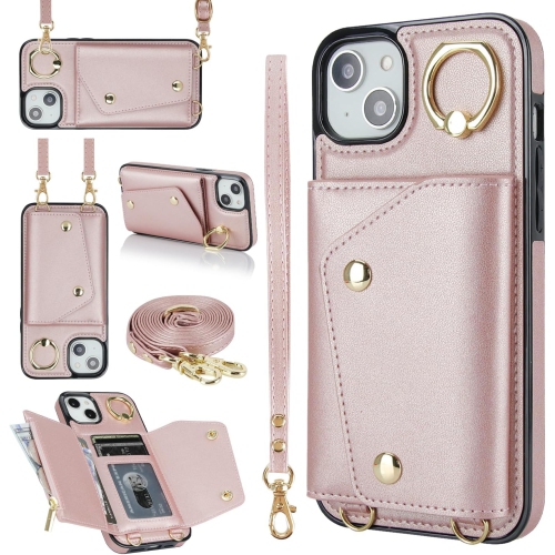 iPhone 14 Crossbody Case Lanyard Case with Card Holder, iPhone 14 Case Wallet for Women with Strap Lanyard Ring