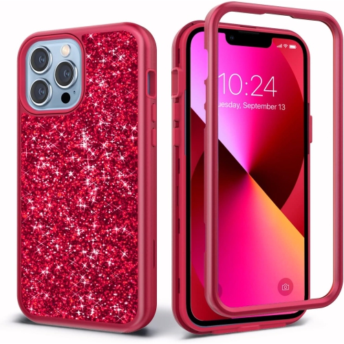 Glitter Full Protective Case Compatible iPhone 13 Pro Heavy Duty Hybrid 3 in 1 Rugged Shockproof