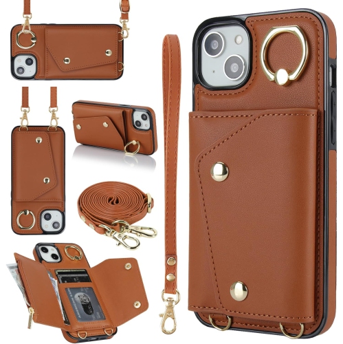iPhone 13 Crossbody Case Lanyard Case with Card Holder, iPhone 13 Case Wallet for Women with Strap Lanyard Ring