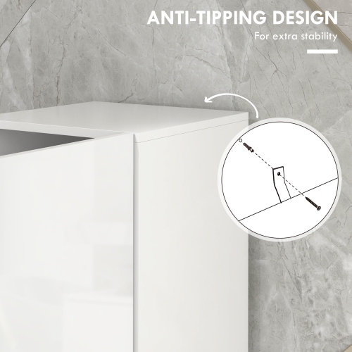 Armoire de rangement kleankin de 71 po pour salle de bain, tour étroite en lin très lustré avec tablettes ouvertes, armoires à 2 portes et