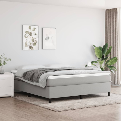 vidaXL Box Spring Bed Frame Light Grey King Fabric