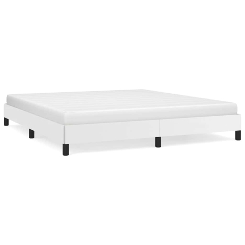 VIDAXL  King Bed Frame, Faux Leather Upholstered Platform Bed Frame, White, No Mattress