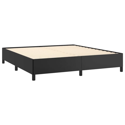 vidaXL King Bed Frame, Faux Leather Upholstered Platform Bed Frame, Black, No Mattress
