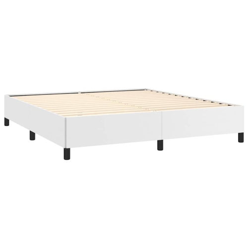 vidaXL Queen Bed Frame, Faux Leather Upholstered Platform Bed Frame, White, No Mattress