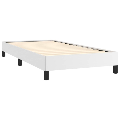 vidaXL Twin Bed Frame, Faux Leather Upholstered Platform Bed Frame, White, No Mattress
