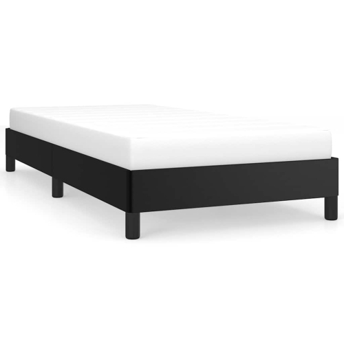vidaXL Twin Bed Frame, Faux Leather Upholstered Platform Bed Frame, Black, No Mattress