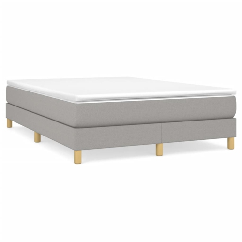 VIDAXL  Box Spring Bed Frame Light Queen Fabric (Us Only) In Grey
