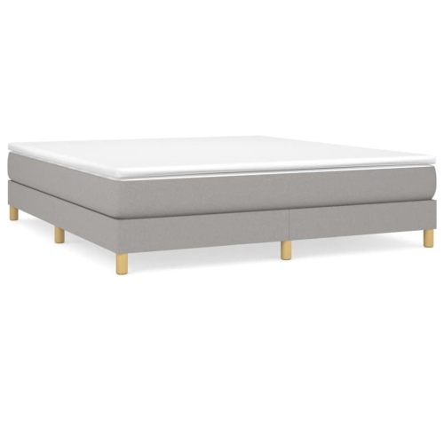 vidaXL Box Spring Bed Frame Light Grey King Fabric