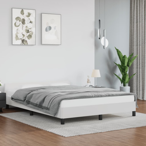 VIDAXL  Bed Frame Without Mattress Queen Faux Leather In White