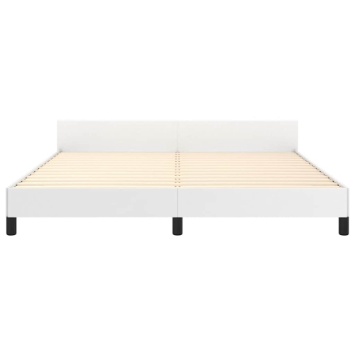vidaXL California King Platform Bed Frame, Slats Support, No Mattress, White Faux Leather