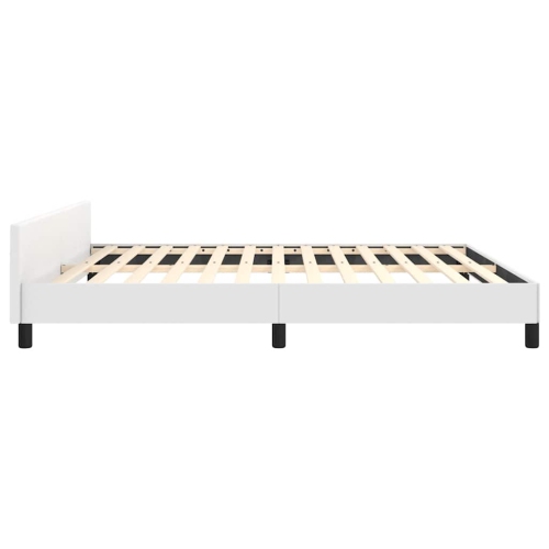 vidaXL California King Platform Bed Frame, Slats Support, No Mattress, White Faux Leather