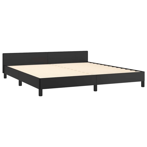 vidaXL Queen Platform Bed Frame, Slats Support, Easy Assembly, No Mattress, Black Faux Leather
