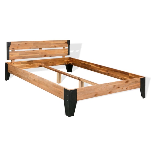 VIDAXL  Bed Frame Without Mattress Solid Acacia Wood Steel 152X203 Cm