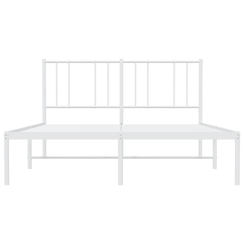VidaXL – Cadre de grand lit en métal blanc avec tête de lit et lattes, sans matelas, assemblage facile