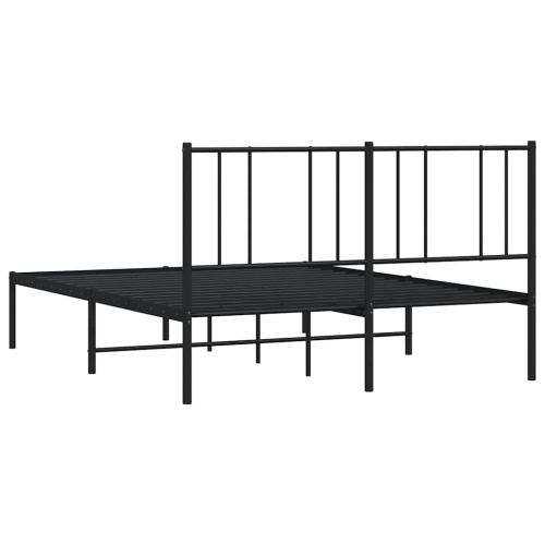 vidaXL Black Full Metal Bed Frame with Headboard & Slats, No Mattress, Easy Assembly