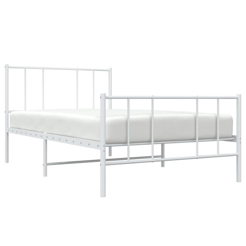 VidaXL – Cadre de très grand lit simple en métal blanc avec tête de lit et lattes, sans matelas, assemblage facile
