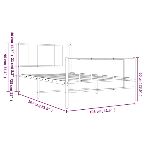 VidaXL – Cadre de très grand lit simple en métal blanc avec tête de lit et lattes, sans matelas, assemblage facile