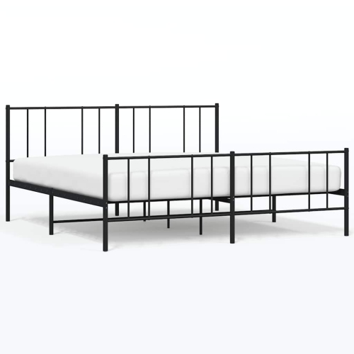 VIDAXL  California King Metal Bed Frame With Headboard & Slats, No Mattress, Easy Assembly In Black