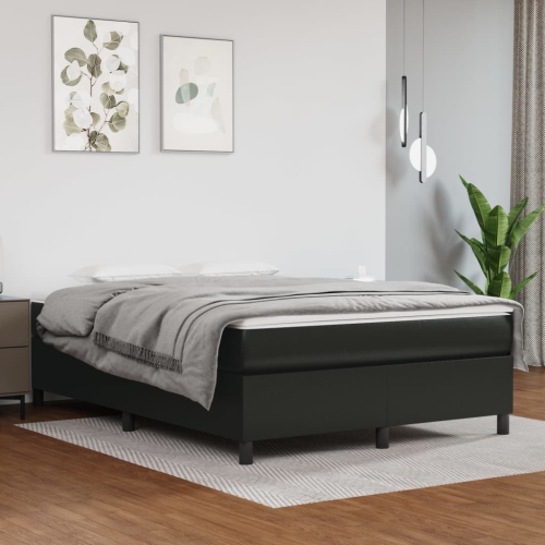 vidaXL Box Spring Bed Frame Black Faux Leather