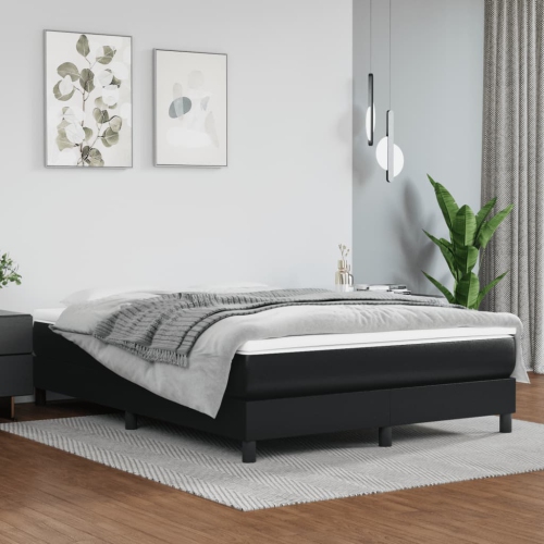 vidaXL Box Spring Bed Frame Black Queen Faux Leather