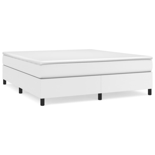 VIDAXL  Box Spring Bed Frame 193X203 Cm King Faux Leather In White