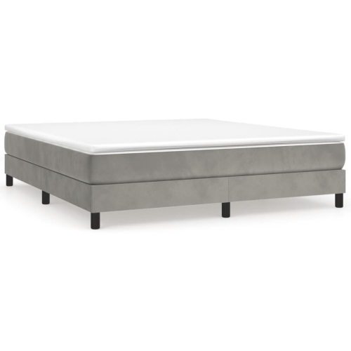 vidaXL Box Spring Bed Frame Light Grey King Velvet