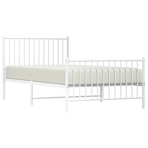 vidaXL White Metal Twin XL Bed Frame with Headboard & Footboard, Heavy-Duty, No Mattress