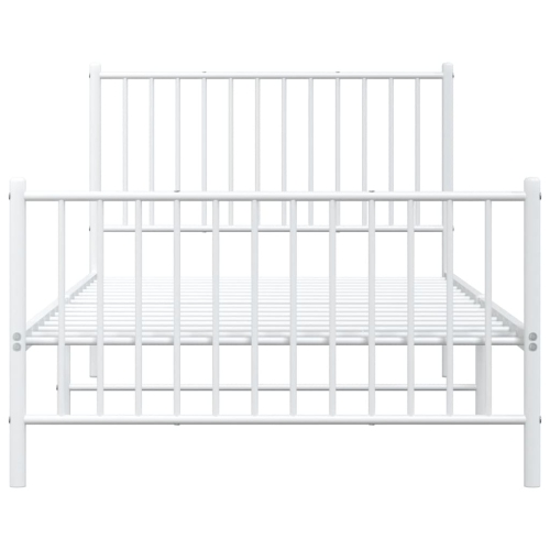 vidaXL White Metal Twin XL Bed Frame with Headboard & Footboard, Heavy-Duty, No Mattress