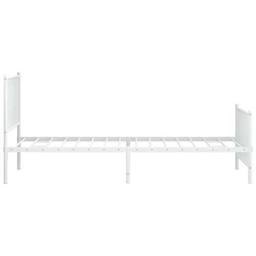 vidaXL White Metal Twin XL Bed Frame with Headboard & Footboard, Heavy-Duty, No Mattress