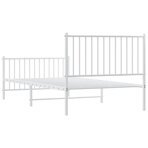 vidaXL White Metal Twin XL Bed Frame with Headboard & Footboard, Heavy-Duty, No Mattress