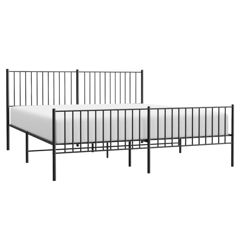 vidaXL Metal California King Bed Frame with Headboard & Footboard, Heavy-Duty, No Mattress