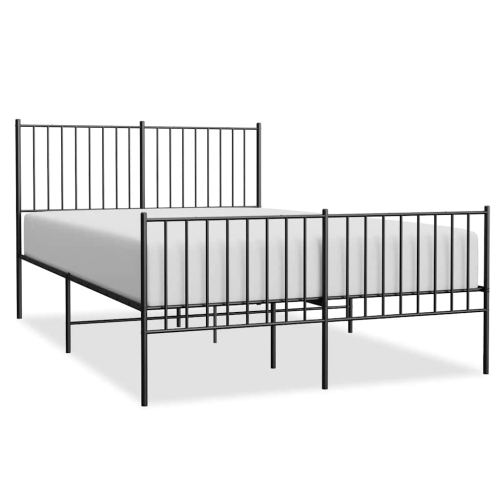 VIDAXL  Metal Full Bed Frame With Headboard & Footboard, Heavy-Duty, No Mattress In Black