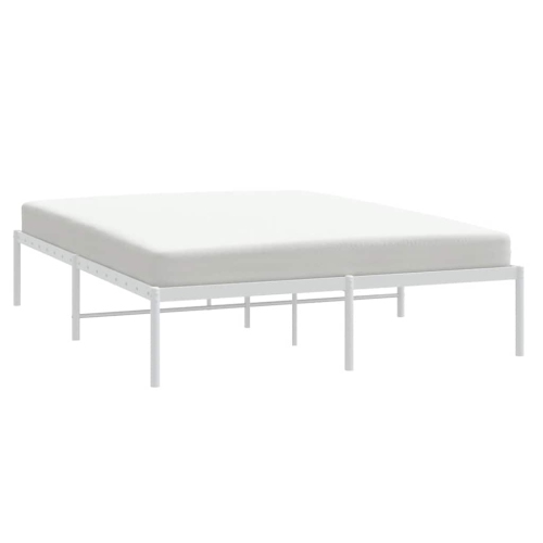 vidaXL White Metal Queen Bed Frame, Under-Bed Storage, Heavy-Duty, No Mattress