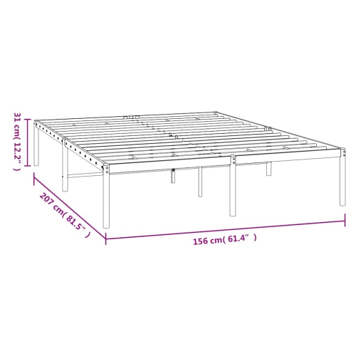 vidaXL White Metal Queen Bed Frame, Under-Bed Storage, Heavy-Duty, No Mattress