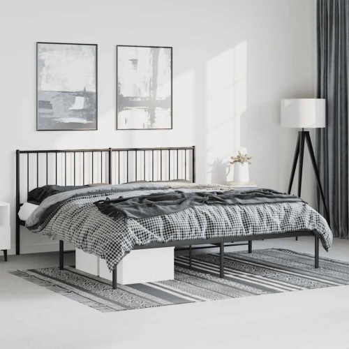 vidaXL Metal California King Bed Frame with Headboard, Under-Bed Storage, Heavy-Duty, No Mattress