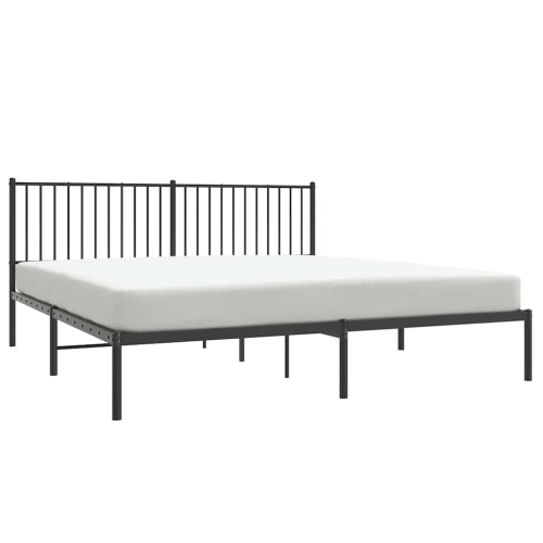 vidaXL Metal California King Bed Frame with Headboard, Under-Bed Storage, Heavy-Duty, No Mattress