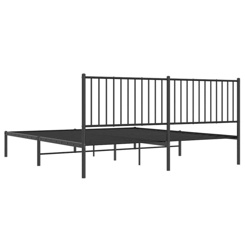 vidaXL Metal California King Bed Frame with Headboard, Under-Bed Storage, Heavy-Duty, No Mattress