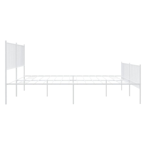 vidaXL White Metal King Bed Frame with Headboard & Footboard, Heavy-Duty, No Mattress