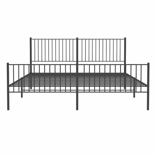 vidaXL Black Metal King Bed Frame with Headboard & Footboard, Heavy-Duty, No Mattress