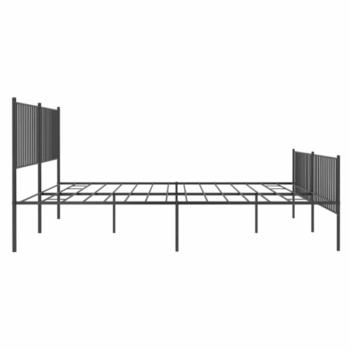 vidaXL Black Metal King Bed Frame with Headboard & Footboard, Heavy-Duty, No Mattress