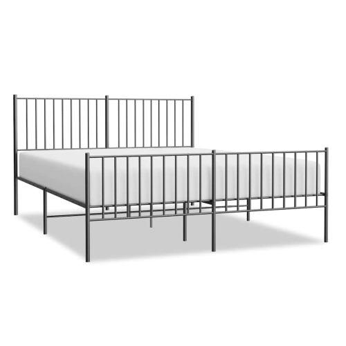 VIDAXL  Metal Queen Bed Frame With Headboard & Footboard, Heavy-Duty, No Mattress In Black