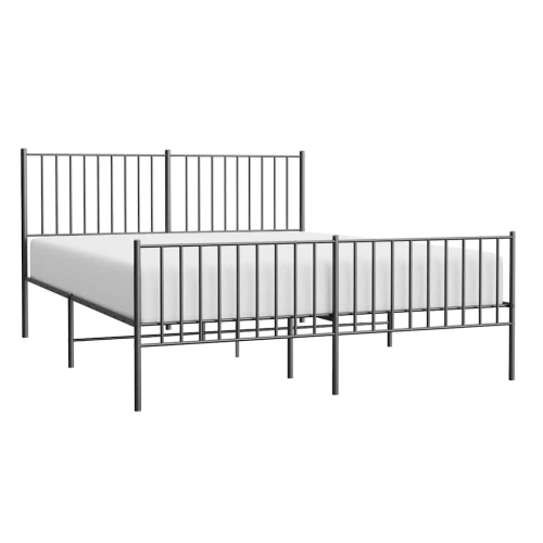 vidaXL Black Metal Queen Bed Frame with Headboard & Footboard, Heavy-Duty, No Mattress
